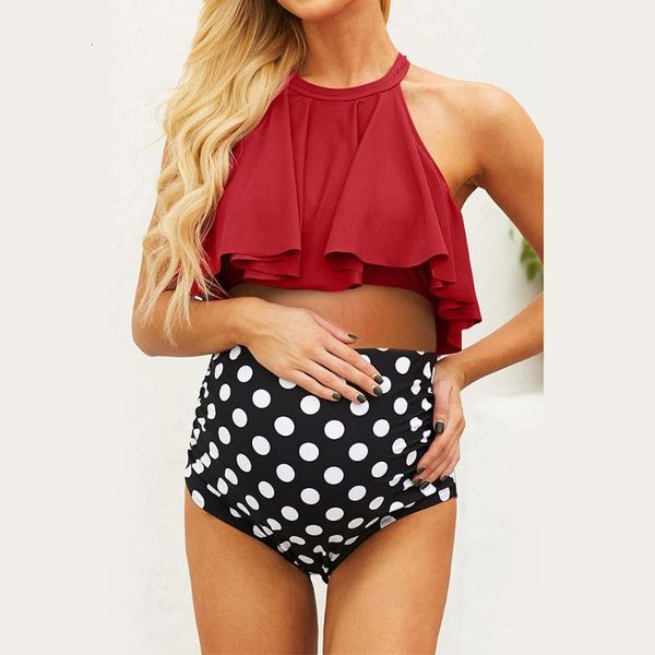 maternity mother bikini women's printed ruffles high waist two-piece swimsuits swimwear, White;black
maternity mother bikini women's printed ruffles high waist two-piece swimsuits swimwear, White;black