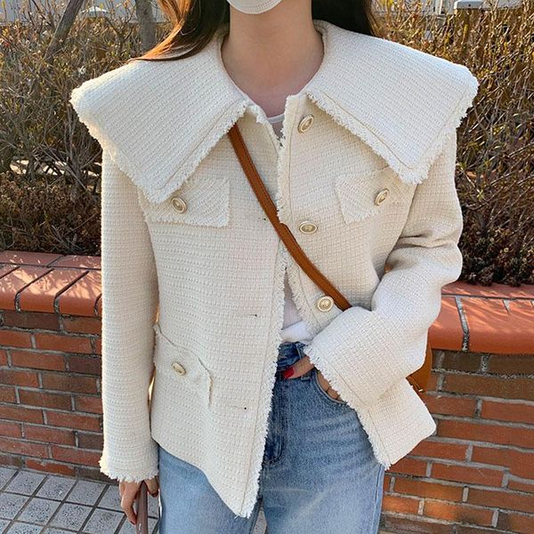 women's jackets autumn winter chic retro sailor collar casual single breasted long sleeve coats women korean all-match elegant outwear, Black;brown
women's jackets autumn winter chic retro sailor collar casual single breasted long sleeve coats women korean all-match elegant outwear, Black;brown