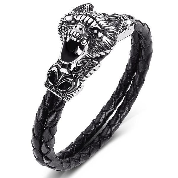 charm bracelets trendy double braided bracelet men party jewelry stainless steel wolf head leather wristband male punk bangles gifts p544, Golden;silver
charm bracelets trendy double braided bracelet men party jewelry stainless steel wolf head leather wristband male punk bangles gifts p544, Golden;silver