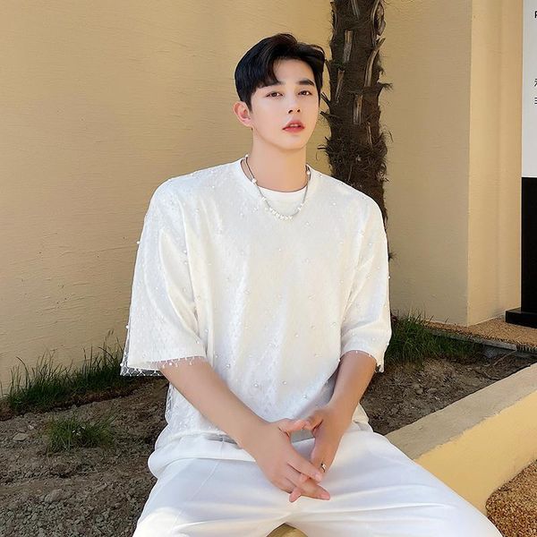 men's t-shirts 2021 korean fashion trend t-shirt heavy industry fake two short sleeve tee mesh pearl dress men clothing, White;black
men's t-shirts 2021 korean fashion trend t-shirt heavy industry fake two short sleeve tee mesh pearl dress men clothing, White;black