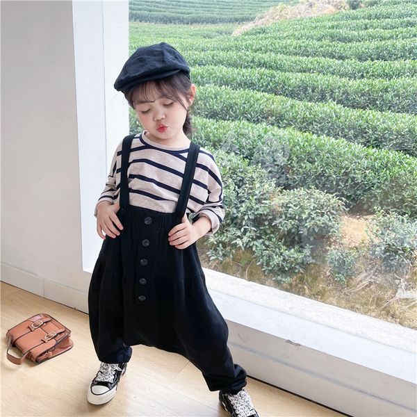 spring long-sleeved children's suit cotton striped t-shirt + single-breasted knitted cross-pants girls clothes bib 2pcs 210515, White
spring long-sleeved children's suit cotton striped t-shirt + single-breasted knitted cross-pants girls clothes bib 2pcs 210515, White