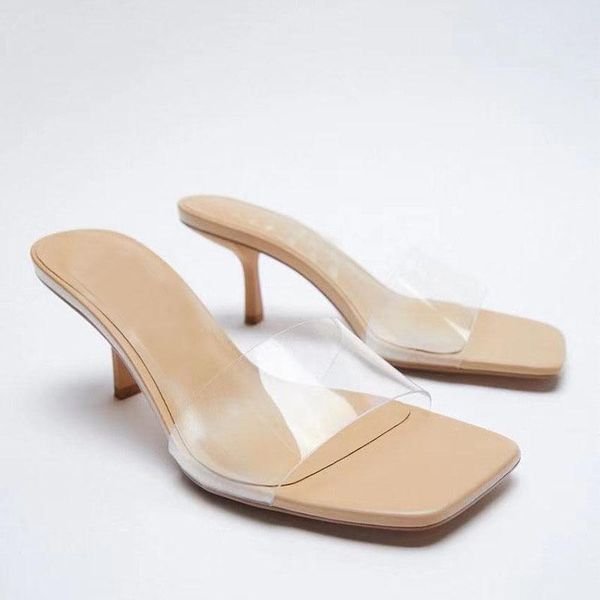 slippers 2021 summer big brand designer women's shoes one word transparent pvc high thin heels sandals for female, Black
slippers 2021 summer big brand designer women's shoes one word transparent pvc high thin heels sandals for female, Black