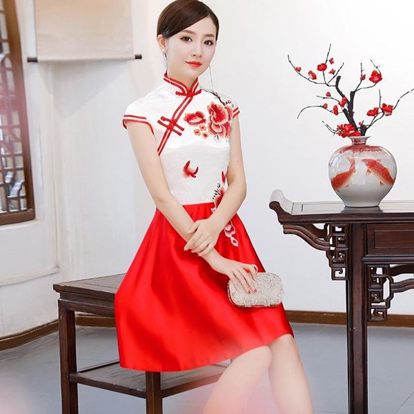 fashion wedding party cheongsam oriental evening dress chinese style women elegant qipao mini robe retro costumes vestido ethnic clothi, Red
fashion wedding party cheongsam oriental evening dress chinese style women elegant qipao mini robe retro costumes vestido ethnic clothi, Red