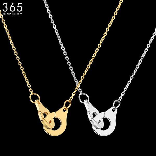stainless steel handcuff necklace steel color simple chain lovers necklace for valentine's day gift, Silver
stainless steel handcuff necklace steel color simple chain lovers necklace for valentine's day gift, Silver