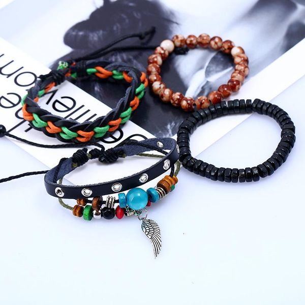 beaded, strands hand-woven multi-layer men's leather bracelet, creative ethnic style bracelet, Black
beaded, strands hand-woven multi-layer men's leather bracelet, creative ethnic style bracelet, Black