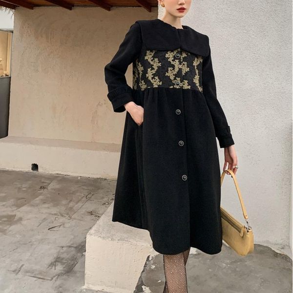 women's wool & blends winter coats and jackets women black patchwork button up long tweed jacket ladies korean fashion outerwear c439
women's wool & blends winter coats and jackets women black patchwork button up long tweed jacket ladies korean fashion outerwear c439
