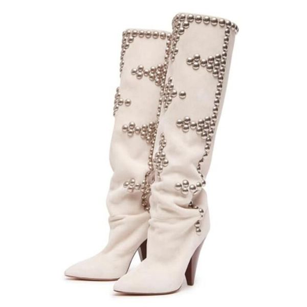 boots white pointed toe women knee high rivets studded spike heels female thigh wedge shoes woman, Black
boots white pointed toe women knee high rivets studded spike heels female thigh wedge shoes woman, Black