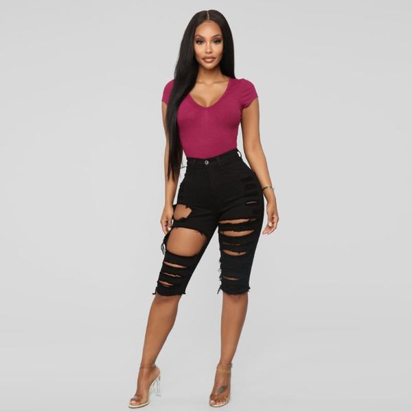 black hole fashion women elastic destroyed jeans female knee length short pants high waist ripped denim #3 women's, Blue
black hole fashion women elastic destroyed jeans female knee length short pants high waist ripped denim #3 women's, Blue