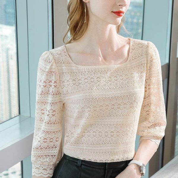 women's t-shirt lace bottoming shirt women clothing spring summer western style small french hollow solid color square collar top, White
women's t-shirt lace bottoming shirt women clothing spring summer western style small french hollow solid color square collar top, White