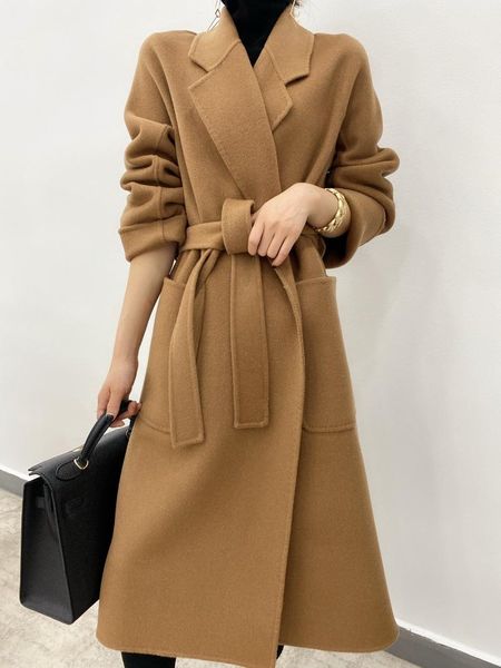 women's wool & blends long in the color of camel's hair with cashmere coat women cultivate morality show thin double-sided cloth, Black
women's wool & blends long in the color of camel's hair with cashmere coat women cultivate morality show thin double-sided cloth, Black