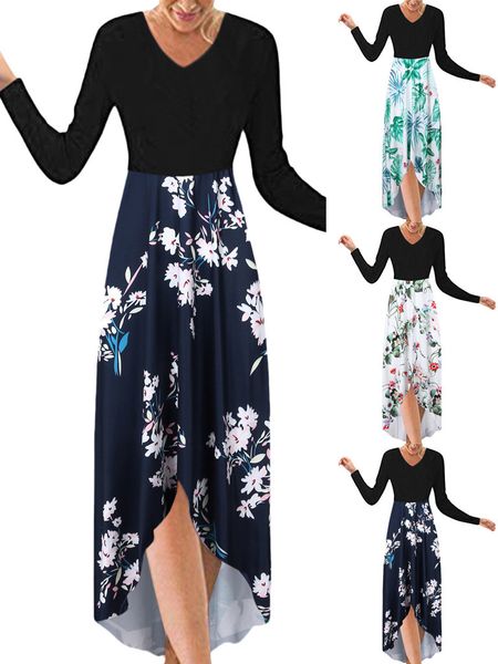 women autumn floral print patchwork midi dress v neck long sleeve fall elegant black vintage party vestido robe 210520, Black;gray
women autumn floral print patchwork midi dress v neck long sleeve fall elegant black vintage party vestido robe 210520, Black;gray