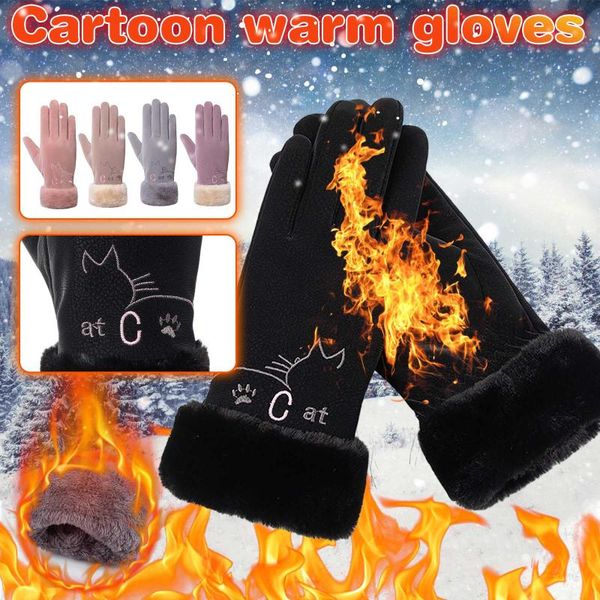 five fingers gloves women touch screen suede glove winter double layer furry mittens warm cute cat printing outdoor fashionable female, Blue;gray
five fingers gloves women touch screen suede glove winter double layer furry mittens warm cute cat printing outdoor fashionable female, Blue;gray