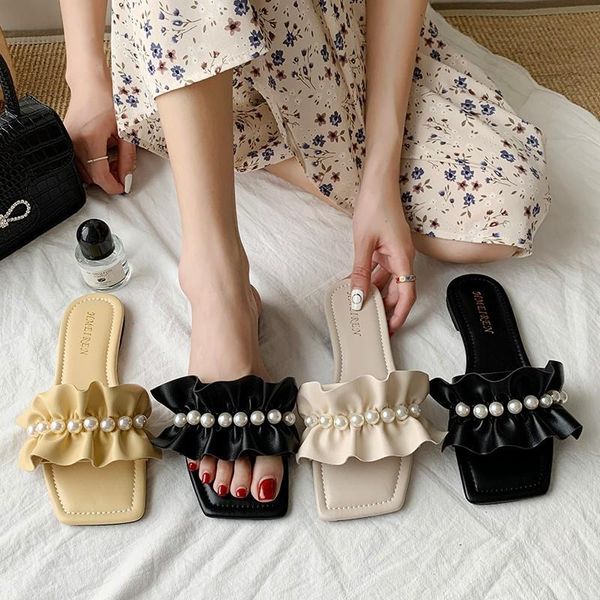 slippers female shoes rubber flip flops low string bead square toe ladies' luxury slides 2021 hawaiian designer summer sewing pu, Black
slippers female shoes rubber flip flops low string bead square toe ladies' luxury slides 2021 hawaiian designer summer sewing pu, Black