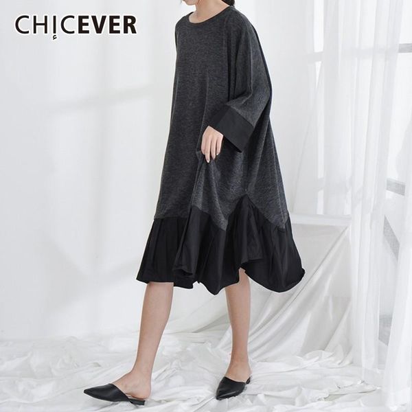casual dresses chicever patchwork ruffles dress women o neck batwing long sleeve black loose women's fashion clothes, Black;gray
casual dresses chicever patchwork ruffles dress women o neck batwing long sleeve black loose women's fashion clothes, Black;gray