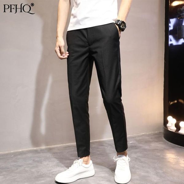 men's suits & blazers pfhq 2021 fashion slim solid color button korean style trend nine-point suit trousers spring and autumn 21e4130, White;black 
men's suits & blazers pfhq 2021 fashion slim solid color button korean style trend nine-point suit trousers spring and autumn 21e4130, White;black