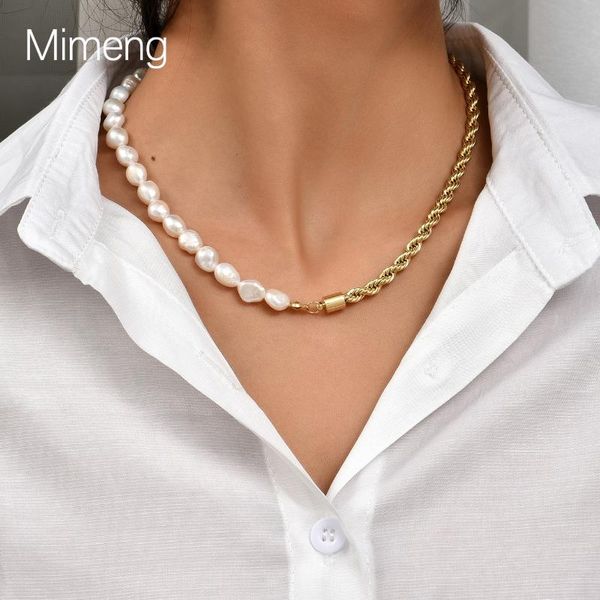 chains chic golden half pearl twist chain necklace korean design diy combination stainless steel necklaces for women, Silver
chains chic golden half pearl twist chain necklace korean design diy combination stainless steel necklaces for women, Silver