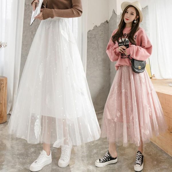 skirts spring sweet embroidered feather dotted maxi long gauze metallic embroidery pleated a-line ankle pink ivory, Black
skirts spring sweet embroidered feather dotted maxi long gauze metallic embroidery pleated a-line ankle pink ivory, Black