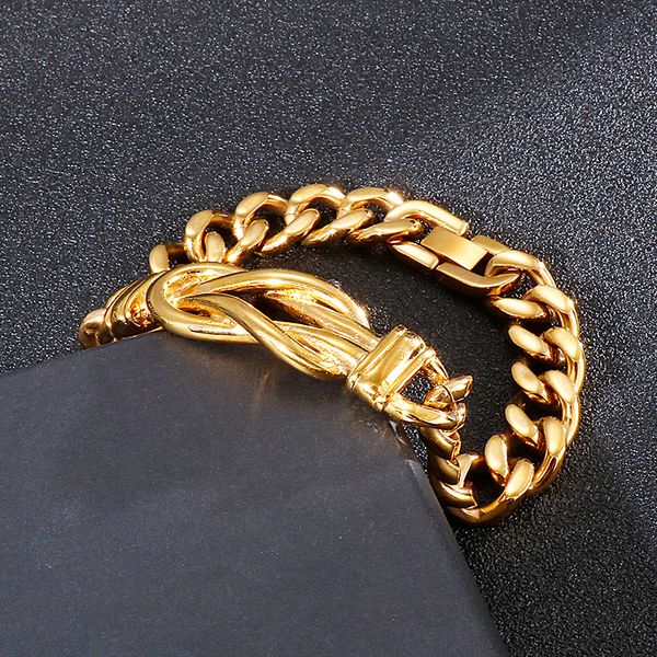 8.8 inch 11mm creative knotted titanium steel men's bracelet gold link chain jewelry casting mens trendy gifts, Black
8.8 inch 11mm creative knotted titanium steel men's bracelet gold link chain jewelry casting mens trendy gifts, Black