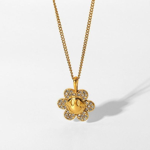 chains chic flower zircon necklace diamonds hip jewelry 18k gold stainless steel simle face pendant for women girls, Silver
chains chic flower zircon necklace diamonds hip jewelry 18k gold stainless steel simle face pendant for women girls, Silver
