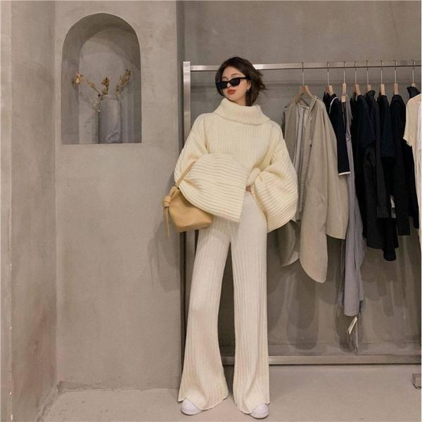 women's two piece pants sweater set autumn thin 2021 winter lazy wind white high neck wide leg waist knitted floor mop
women's two piece pants sweater set autumn thin 2021 winter lazy wind white high neck wide leg waist knitted floor mop