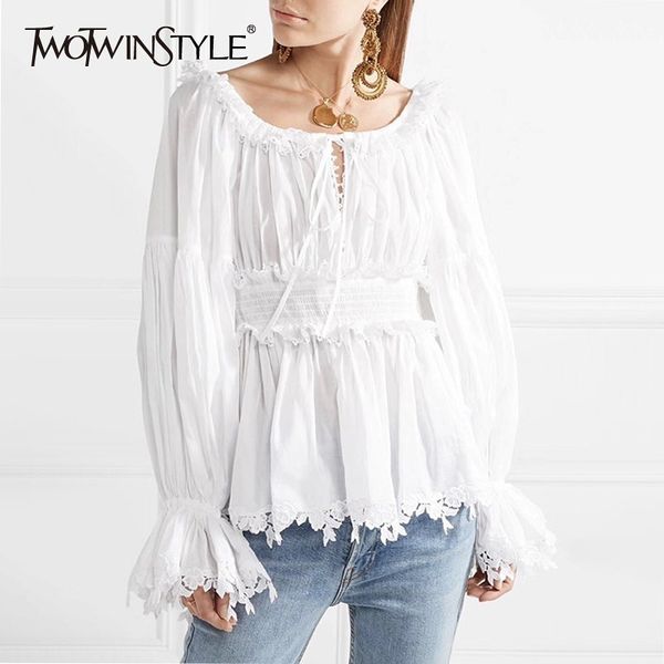 summer white hollow out blouse for women slash neck flare sleeve tunic shirt female fashion elegant 210524
summer white hollow out blouse for women slash neck flare sleeve tunic shirt female fashion elegant 210524