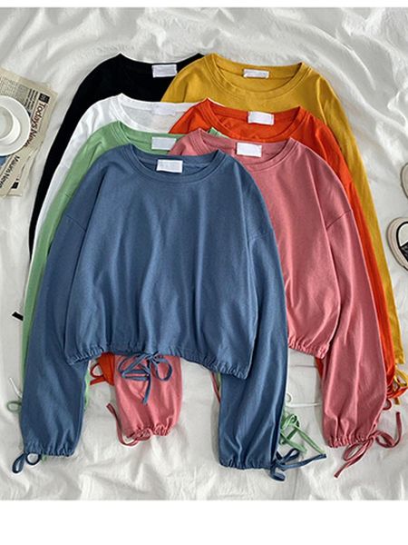 women's t-shirt pure cotton early autumn korean version of bf harajuku style short long-sleeved round neck women loose all-match shirt, White
women's t-shirt pure cotton early autumn korean version of bf harajuku style short long-sleeved round neck women loose all-match shirt, White