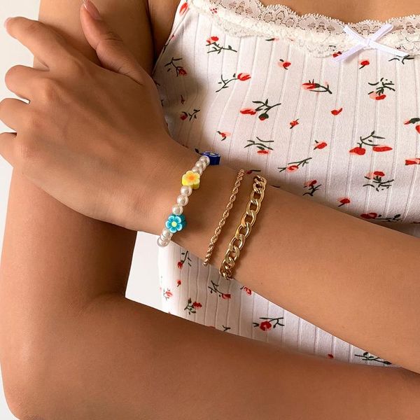 charm bracelets ingesight.z 3pcs/set punk imitation pearl acrylic flower bangles multi layered curb cuban link chain jewelry, Golden;silver
charm bracelets ingesight.z 3pcs/set punk imitation pearl acrylic flower bangles multi layered curb cuban link chain jewelry, Golden;silver