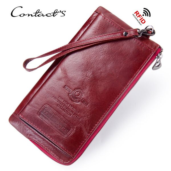 wallet black angel rfid anti theft brush cow leather lady's purse with wrist strap, Red;black 
wallet black angel rfid anti theft brush cow leather lady's purse with wrist strap, Red;black