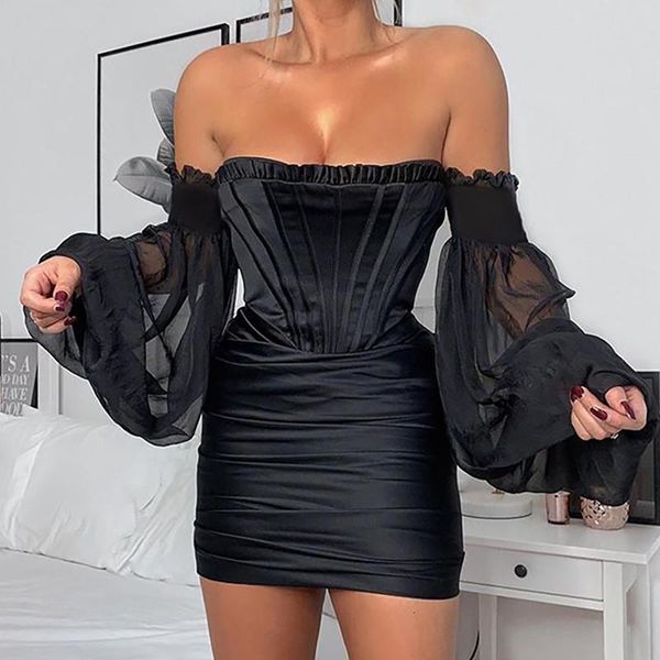 casual dresses puff sleeve ruffle mesh black dress women off shoulder ruched mini bodycon chic elegant backless party club, Black;gray
casual dresses puff sleeve ruffle mesh black dress women off shoulder ruched mini bodycon chic elegant backless party club, Black;gray