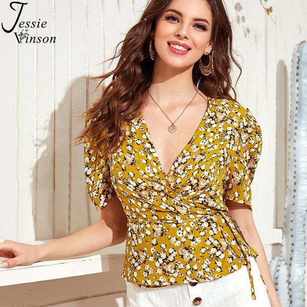women's blouses & shirts jessie vinson v-neck blouse women short sleeve floral print tie up shirt summer womens and wrap, White
women's blouses & shirts jessie vinson v-neck blouse women short sleeve floral print tie up shirt summer womens and wrap, White