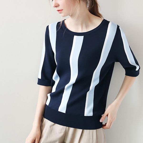 women's t-shirt vertical striped knitted t shirt women korean loose o-neck short sleeve casual woman clothes patchwork thin tshirts sum, White
women's t-shirt vertical striped knitted t shirt women korean loose o-neck short sleeve casual woman clothes patchwork thin tshirts sum, White