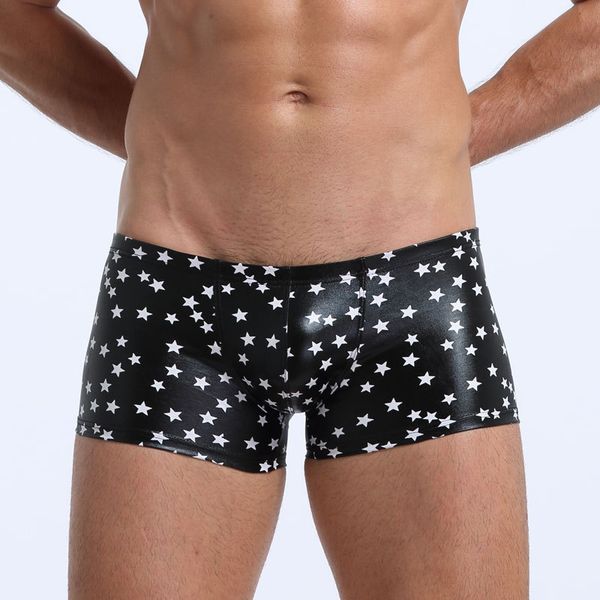 underpants the high-quality goods men's patent leather boxer underwear, Black;white
underpants the high-quality goods men's patent leather boxer underwear, Black;white