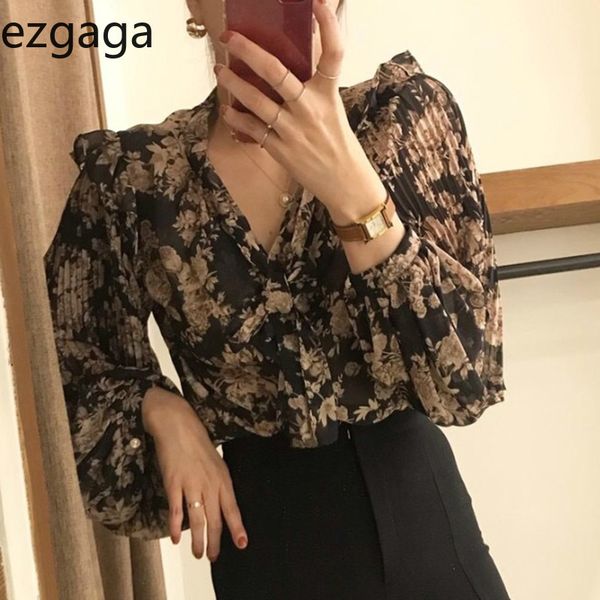 ezgaga blouse women korean chic sweet lace up v-neck floral printed long lantern sleeve ruffles ladies shirts fashion blusas 210430, White
ezgaga blouse women korean chic sweet lace up v-neck floral printed long lantern sleeve ruffles ladies shirts fashion blusas 210430, White