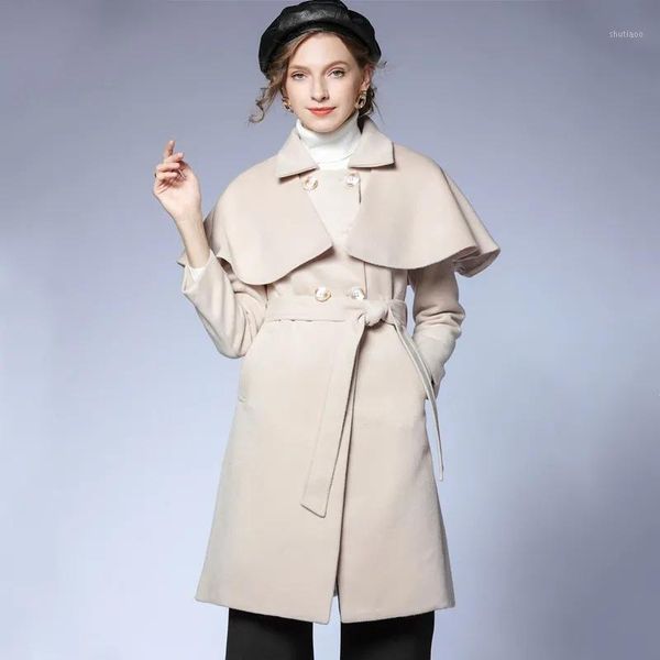 women's wool & blends woolen coat plush warm fat mm autumn and winter medium length over, Black
women's wool & blends woolen coat plush warm fat mm autumn and winter medium length over, Black