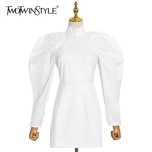 white vintage dress for women stand collar puff sleeve high waist mini solid dresses female fall fashion 210520, Black;gray
white vintage dress for women stand collar puff sleeve high waist mini solid dresses female fall fashion 210520, Black;gray