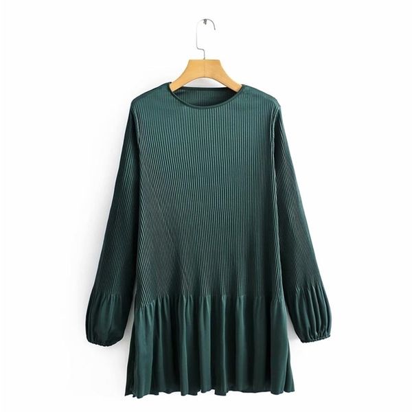 women basic o neck long sleeve solid color pleated mini dress female chic pleats vestidos casual slim hem ruffles dresses ds3262 210420, Black;gray
women basic o neck long sleeve solid color pleated mini dress female chic pleats vestidos casual slim hem ruffles dresses ds3262 210420, Black;gray