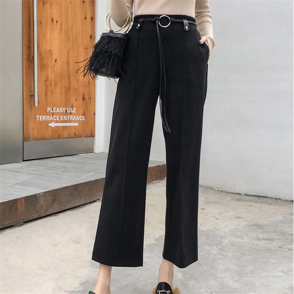 women high waist warm large size female straight loose elegant woolen office lady chic casual all-match wide leg pants 210421, Black;white
women high waist warm large size female straight loose elegant woolen office lady chic casual all-match wide leg pants 210421, Black;white
