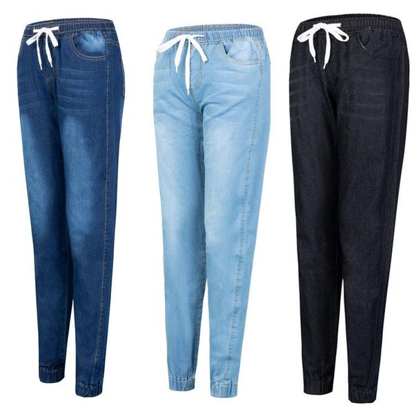 women casual jeans autumn washed bleached vintage ladies elastic waist drawstring denim pants solid color pencil women's, Blue
women casual jeans autumn washed bleached vintage ladies elastic waist drawstring denim pants solid color pencil women's, Blue
