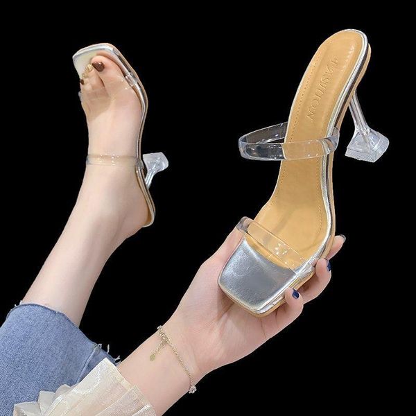 slippers transparent summer women shoes fashion hollow high heels square toe clear heel slides super party, Black
slippers transparent summer women shoes fashion hollow high heels square toe clear heel slides super party, Black