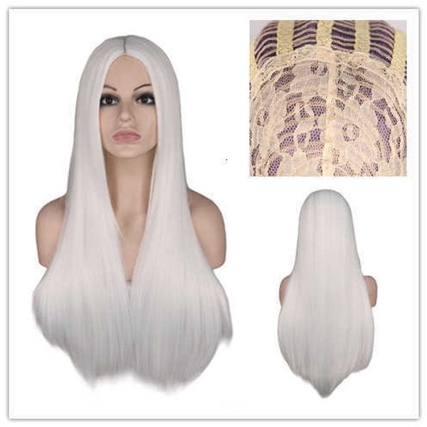 wig fashion women's wig headcover pure white long straight hair selling adhive tape net, Black
wig fashion women's wig headcover pure white long straight hair selling adhive tape net, Black