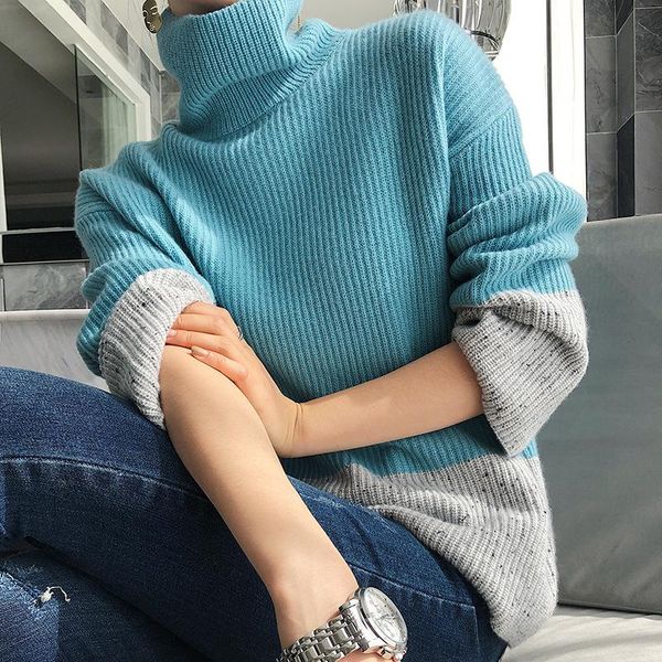 women's sweaters cashmere sweater dress of fund 2021 autumn winters turtleneck color matching blended pullovers getting out, White;black
women's sweaters cashmere sweater dress of fund 2021 autumn winters turtleneck color matching blended pullovers getting out, White;black