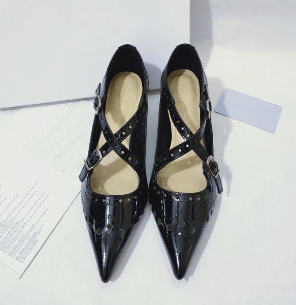women wedding shoes leather high heels shoes woman waterproof heels dress pumps us size 34-41, Black