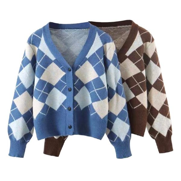 women's knits & tees women\u2021s casual long sleeve cardigan fashion contrast color argyle plaid v-neck knitted coat spring autumn, White
women's knits & tees women\u2021s casual long sleeve cardigan fashion contrast color argyle plaid v-neck knitted coat spring autumn, White