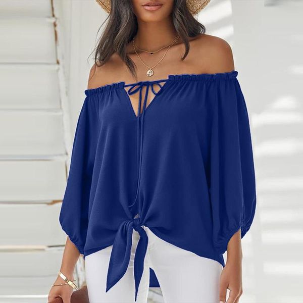 women's blouses & shirts summer 2021 women fashion and slash collar elegant bandage lantern sleeve female front knot, White
women's blouses & shirts summer 2021 women fashion and slash collar elegant bandage lantern sleeve female front knot, White