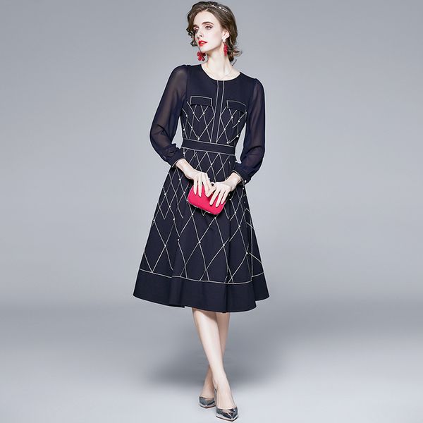 fashion designer women luxury embroidery dress female elegant beading party robe vintage dark blue a-line dresses vestidos 210525, Black;gray
fashion designer women luxury embroidery dress female elegant beading party robe vintage dark blue a-line dresses vestidos 210525, Black;gray