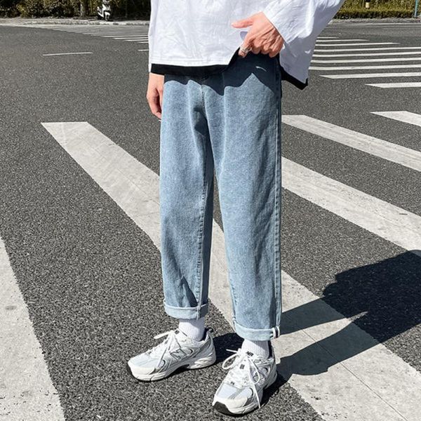men's jeans oversized japanese fashion loose straight classic solid boyfriendstyle pants 2022 spring trend denim trousers, Blue
men's jeans oversized japanese fashion loose straight classic solid boyfriendstyle pants 2022 spring trend denim trousers, Blue
