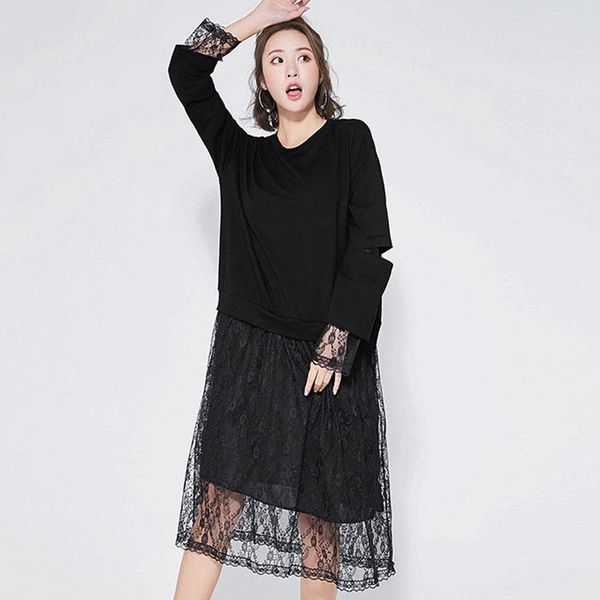 casual dresses fashion tide spring autumn women lace fake two pieces black hollow out dress long sleeve loose round collar clothing fa71911, Black;gray
casual dresses fashion tide spring autumn women lace fake two pieces black hollow out dress long sleeve loose round collar clothing fa71911, Black;gray