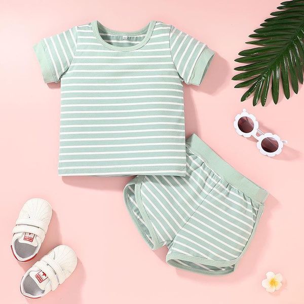 clothing sets 2021 summer children casual short sleeve o neck striped t-shirt green shorts 2pcs girls boys clothes set 0-2t, White
clothing sets 2021 summer children casual short sleeve o neck striped t-shirt green shorts 2pcs girls boys clothes set 0-2t, White