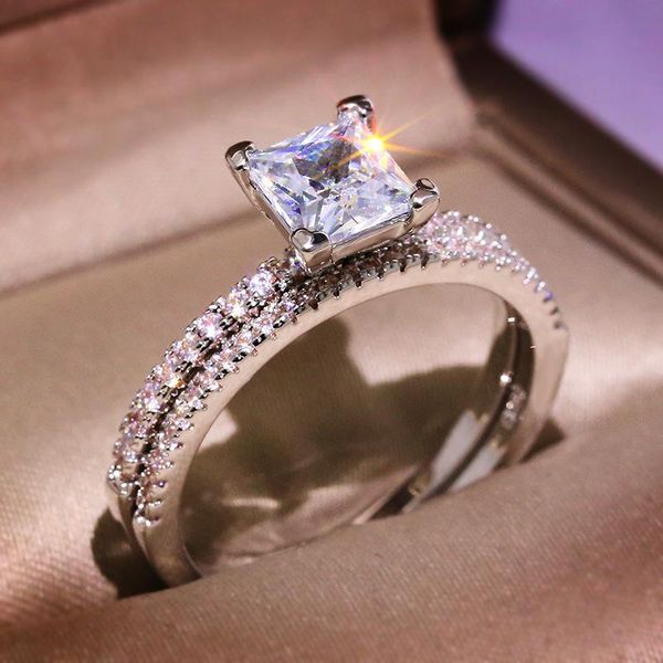 sterling silver jewelry real square diamond ring for women anillos mujer engagement bridal sets 925 box cluster rings, Golden;silver
sterling silver jewelry real square diamond ring for women anillos mujer engagement bridal sets 925 box cluster rings, Golden;silver