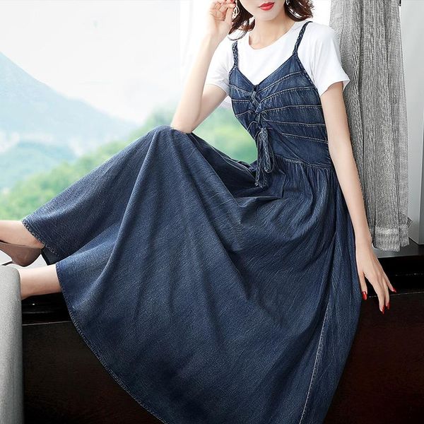 casual dresses tiyihailey 2021 vintage women long mid-calf summer denim cotton s-xl sleeveless spaghetti strap lace up dress, Black;gray
casual dresses tiyihailey 2021 vintage women long mid-calf summer denim cotton s-xl sleeveless spaghetti strap lace up dress, Black;gray